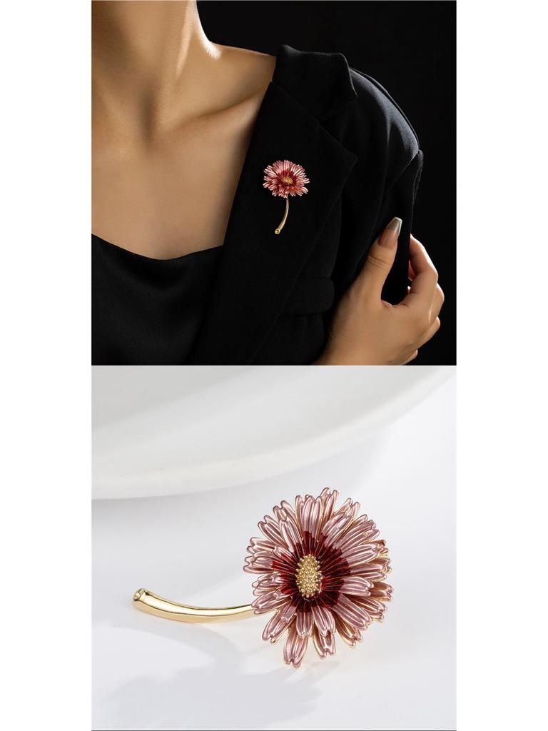 Sonne Wolke Rosa Mehrschichtige Gänseblümchenblüte Brosche - Elegante Blumige Corsage Damen Pin