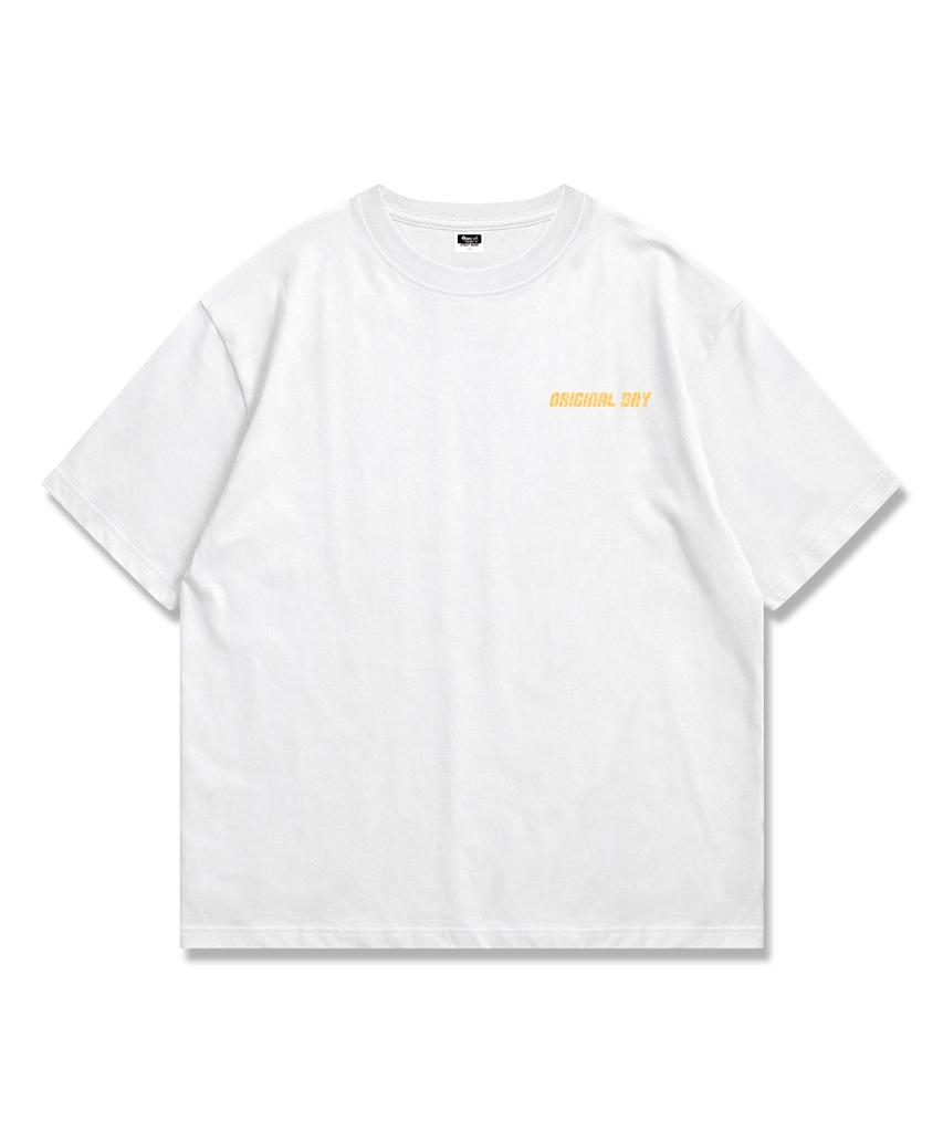 ORIGINALDAY Dragon Robe Oversized Short Sleeve T-Shirt Gold Foil Dragon Robe Graphic Unisex White