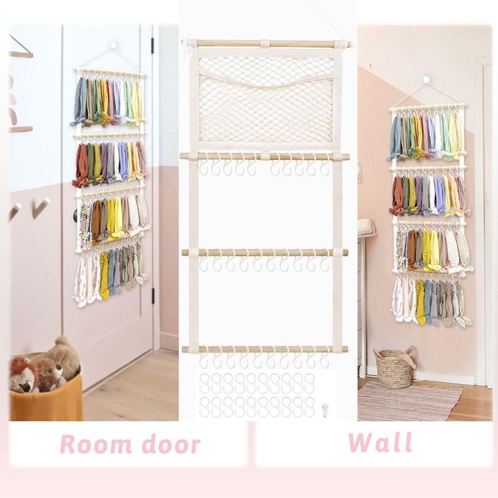 1 Set Large Capacity Headband Holder Hook Up Wall Hanging Storage  Girls