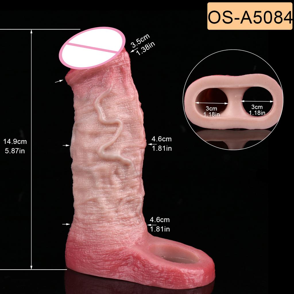 SXXY Real Veins Lifelike Closed Head Penis Sleeve For Men Dick Enlargement Silicone Reusable Condom Sex Products For Adult
