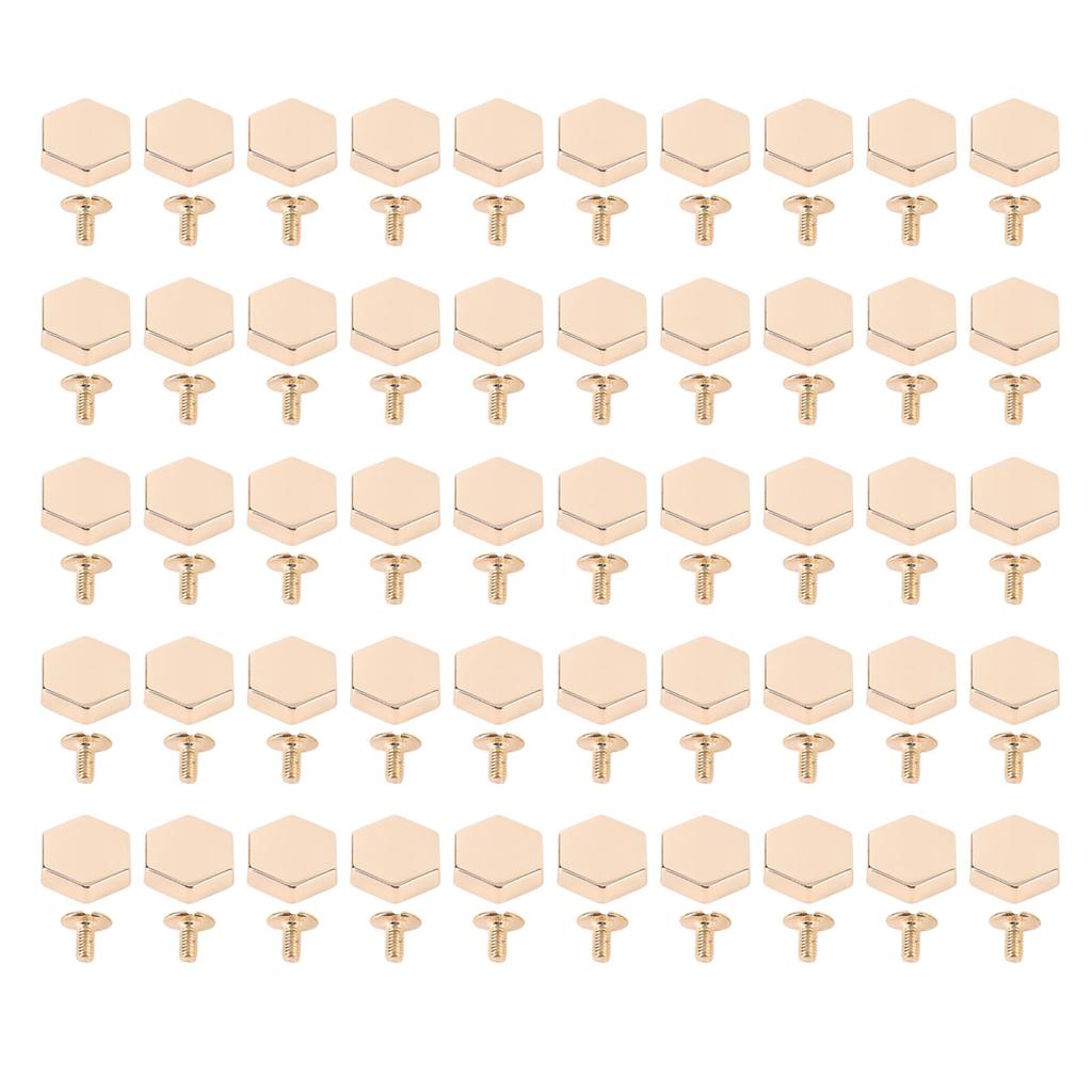 Set 50 Știfturi Hexagonale Șuruburi cu Slot Posterior Aliaj de Zinc Nituri Hexagonale Decorative Fixări din Piele pentru Curele Genți Pantofi Îmbrăcăminte