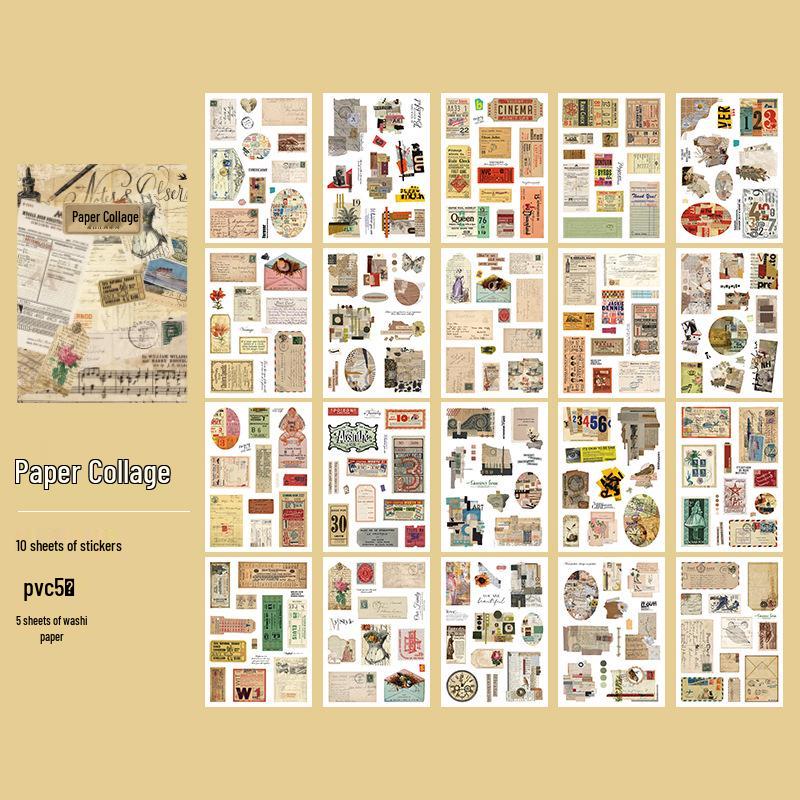 Книга наклеек серии «Ретро-поместье Янь Ю»: Стикеры для DIY-журналинга в стиле Ins, 6 типов
