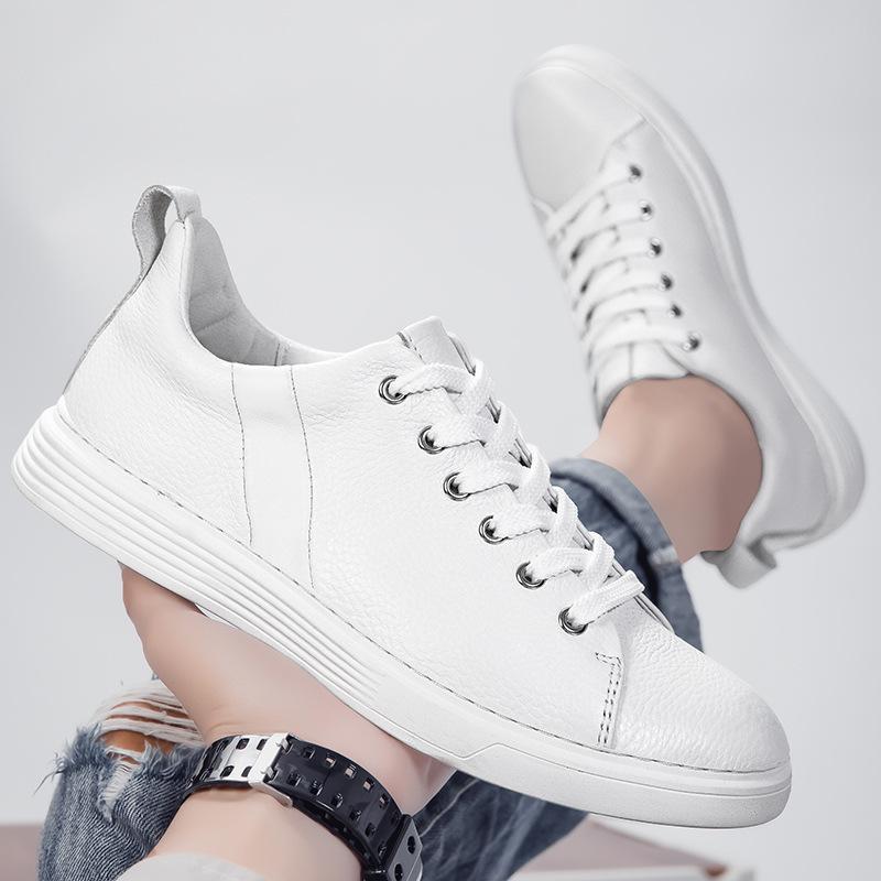 25 new large size first-layer cowhide board shoes men's European station foot cover quality pure white white white shoes casual sports shoes
