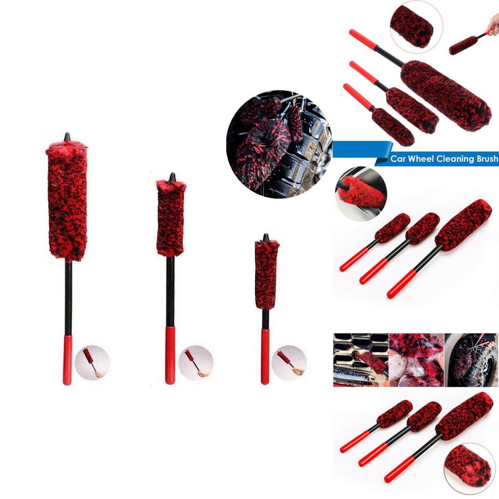 3pcs Luxury Super Plush Soft Car Rim Cleaning Brush Tool Kit High Quality