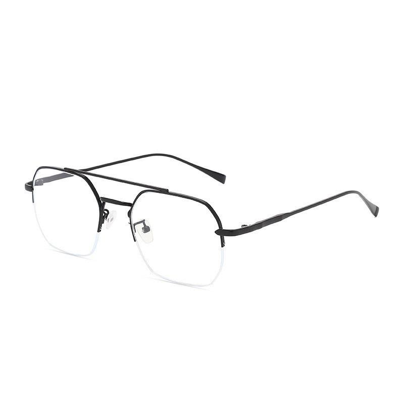 Business Rectangular Half Frame Glasses Pochromic Anti Radiation Eyewear