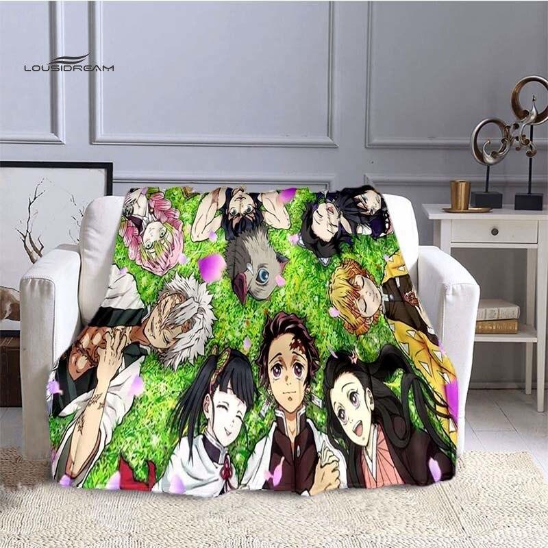 LOUSIDREAM Demon Slayer Deky pro postele Home Travel Flanelová deka pro dospělé na gauč Obývací pokoj Pohovka Child Keep Warm