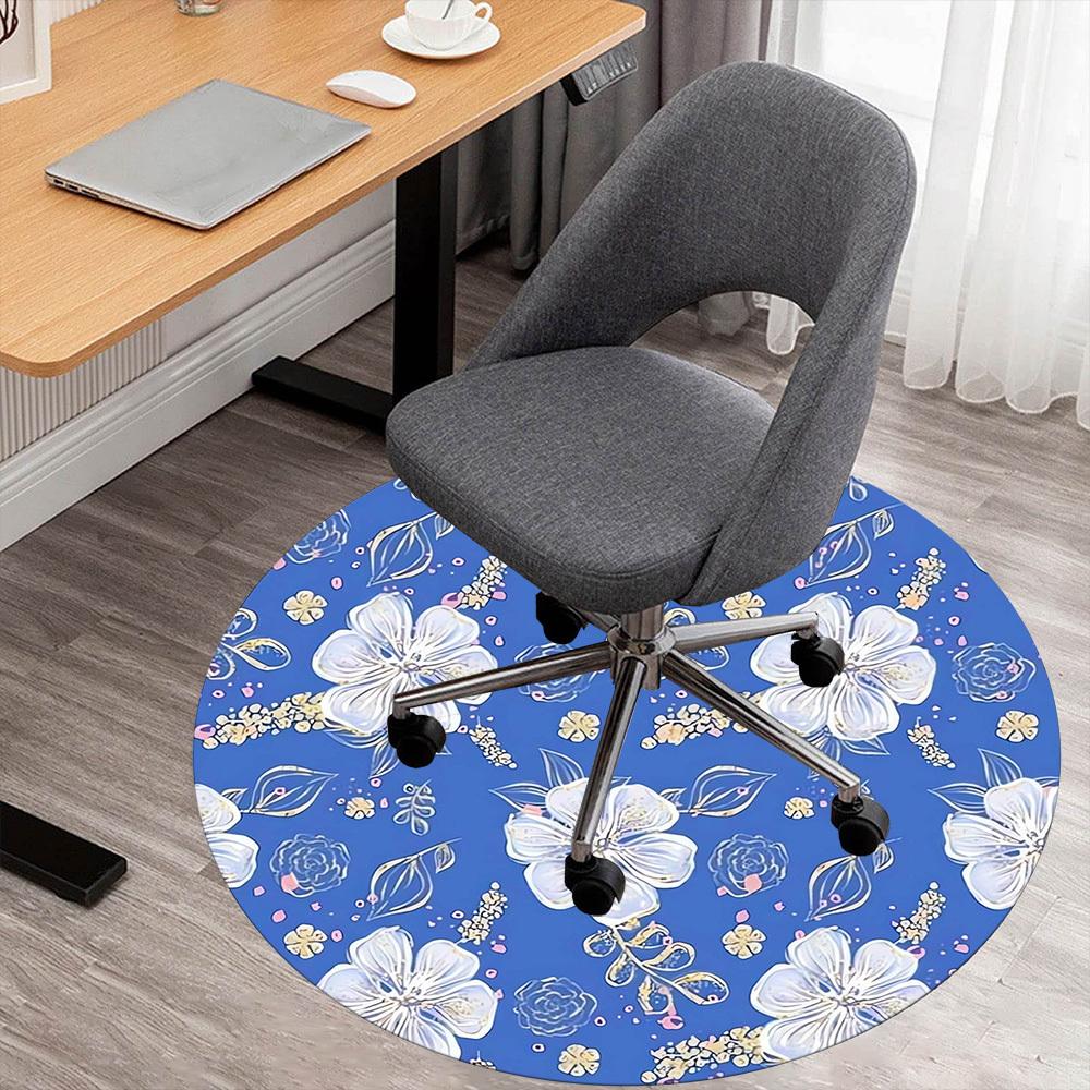 1pc Floral Pattern Round Chair mat Area Rug - Non-Slip, Floor Mat for Office, Bedroom, home decor Christmas Gift p0811199