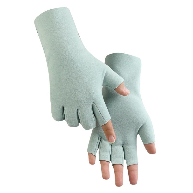 Student writing warm gloves autumn and winter half-finger gloves German velvet cationic men's and women's touch screen dew five-finger manicure