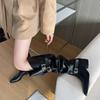 Maillard Pile Boots Women's Long Boots Autumn and Winter Pointed Head Thick Heel Two Wear Belt Buckle Knight Boots High Boots