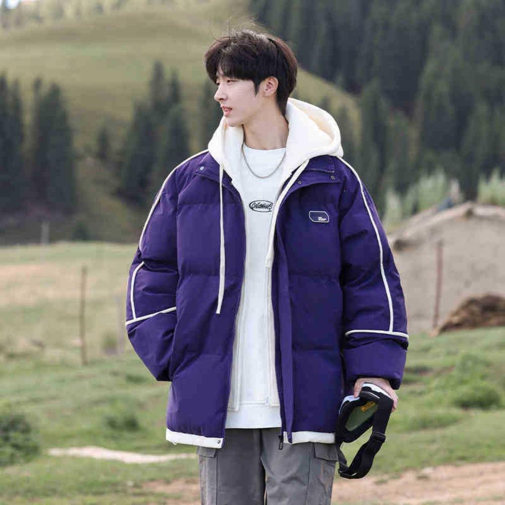 American Cotton-padded Clothes Men's New Winter Thickened Warm Bread Cotton-padded Jackets Down Cotton-padded Clothes Fake Two-piece Coats