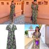 Elegant Spring V Neck Sleeveless Printed Dress With 3d Design For Women