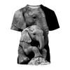 New Fun Animal Elephant Print Children's T-shirt with Street Elements O-Neck Plus Size Comfortable Top Short Sleeves