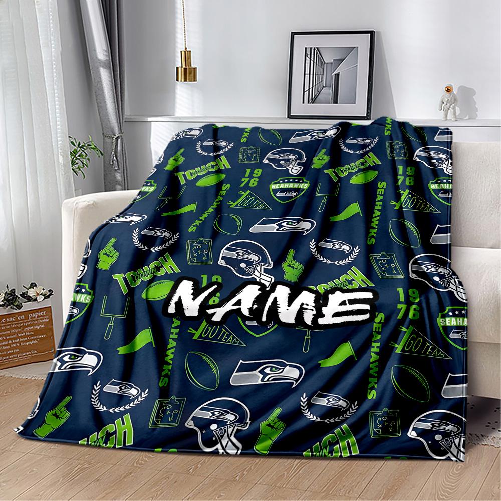 Seahawks Helmet Customize Text Blanket Throw Personalized Blanket Warmthful Decor Suitable for Office Chair Chair Living Room Livingroom All-Season Us