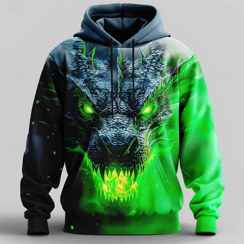 2026 New Dragon 3D Men's Hoodies Fashion Cool Daily Personality Sweatshirt Street Long Sleeve Pullover Outdoor Y2k Casual Hoodie