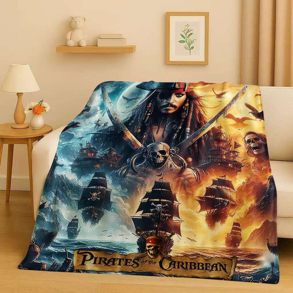 HD Sanrio Pirates of The Caribbean Jack Sparrow Johnny Depp Christmas Flannel Blanket,Soft Plush Throw for Home Bedroom Bed Sofa