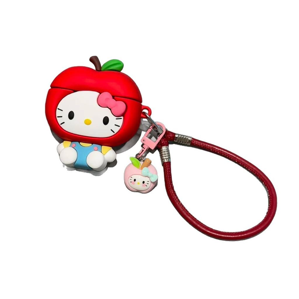 Cute Green Apple Kt Cat AirPods Pro1 Apple Bluetooth Headset Case 1/1 Generation Cartoon Protective Case Is Suitable for 1