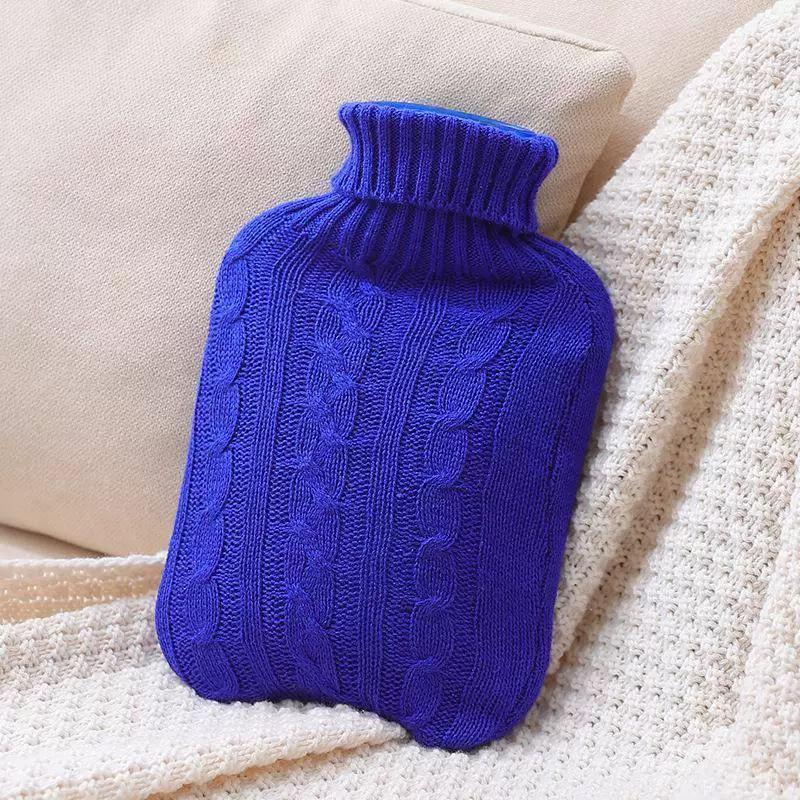 Autumn and Winter Knitted Warm Water Bottle Cover, Solid Color Velvet Warm Water Bag Cover, Hand Warmer, Removable and Washable, Thickened for Warmth