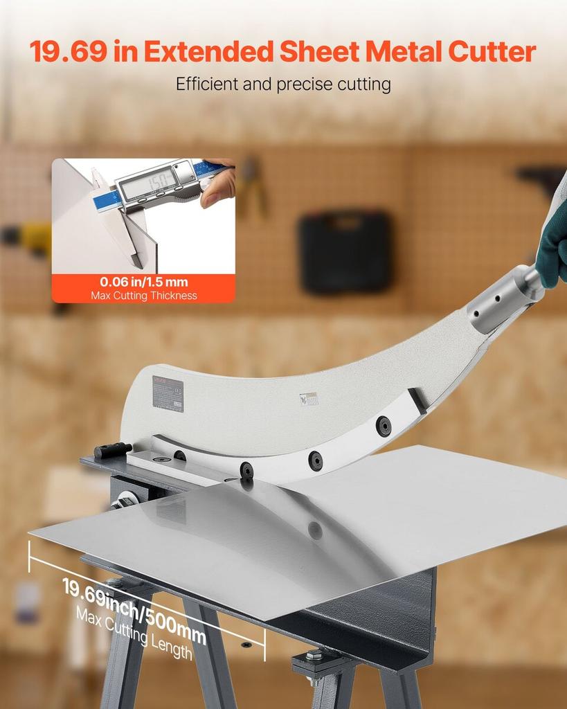 Guillotine Shear, 500 Mm Bed Width Benchtop Cutter, Manual Hand Plate Shear for Metal Sheet Processing, with Q235 Material, High Precision, Stand, for