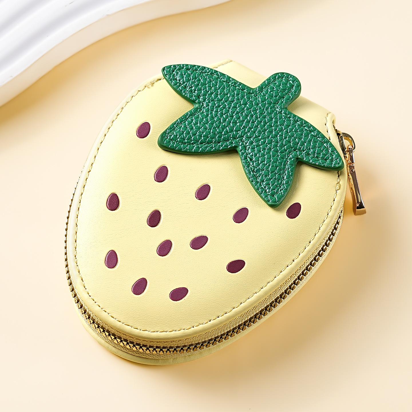 

New Product Cute Little Strawberry PU Coin Purse Explosive Fruit Coin Storage Bag Can Be Hung Bag Organ Card Bag
