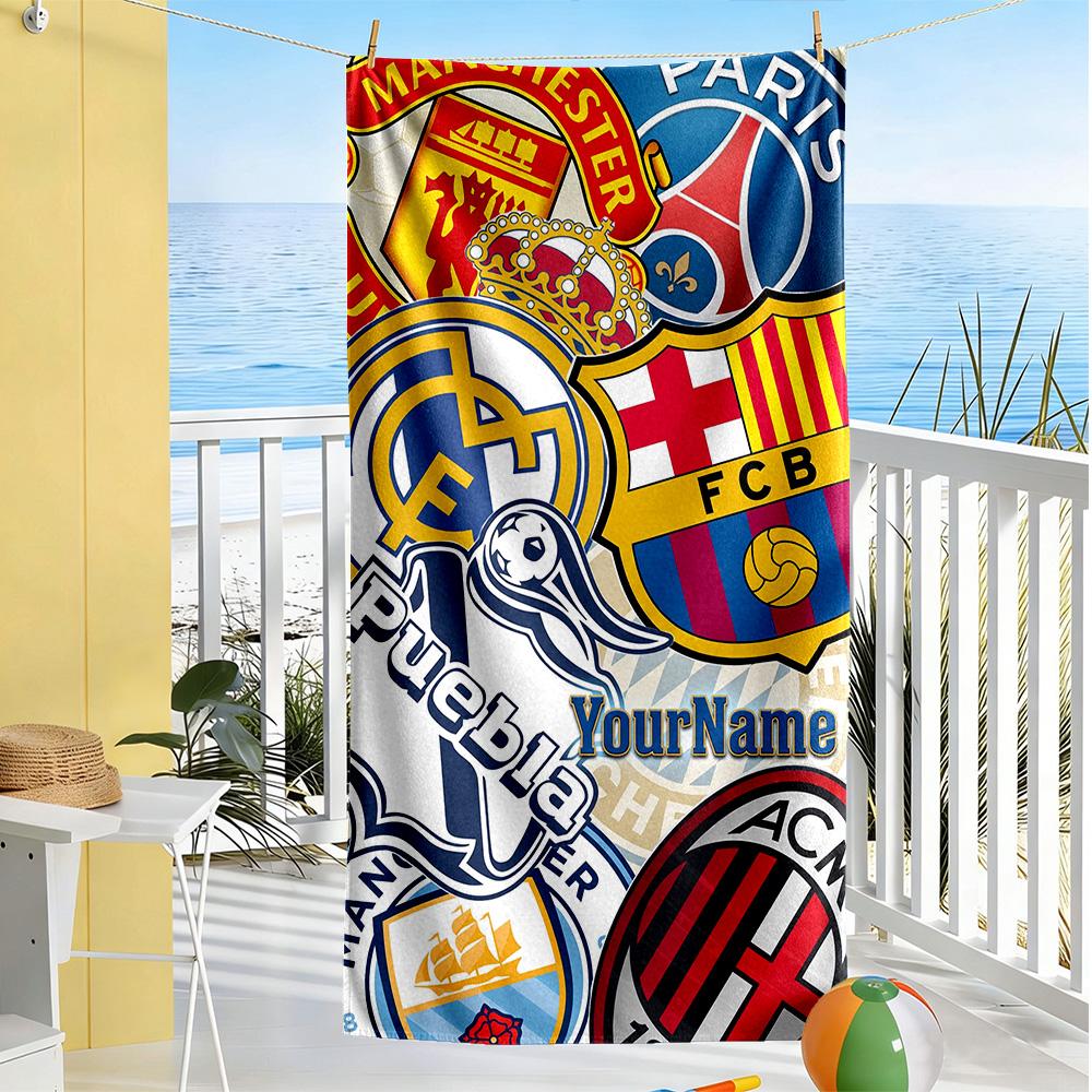 Atletico Madrid Customize Text Beach Towel High Absorbency & Quick-Dry Portable for SwimmingBeachCamping Travel Beach AccessoriesGym