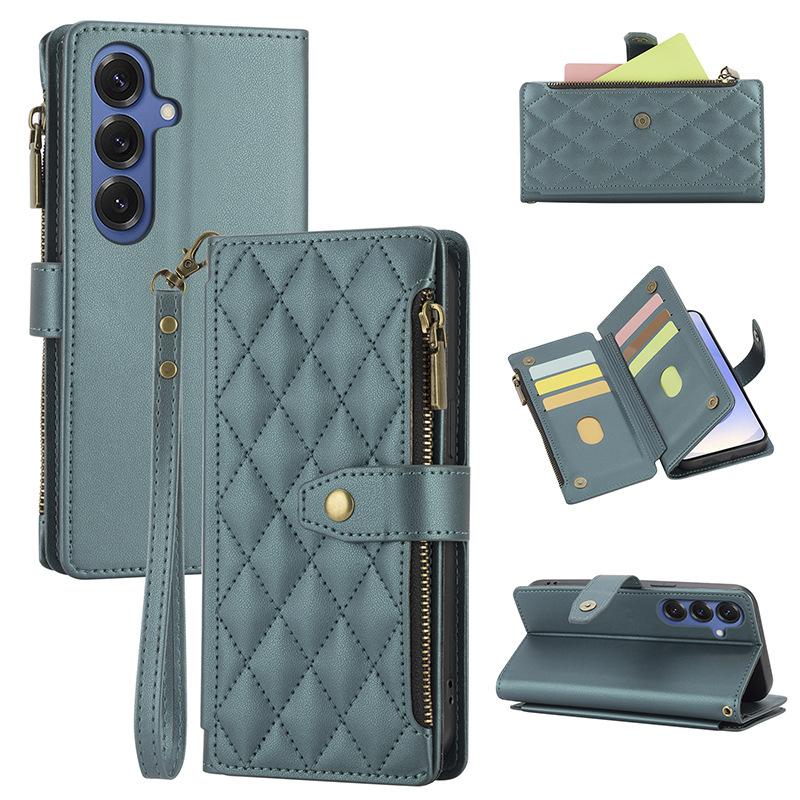Fashion Embroidered Zipper Phone Case Wallet Leather Case for Samsung Galaxy S25 Phone Case