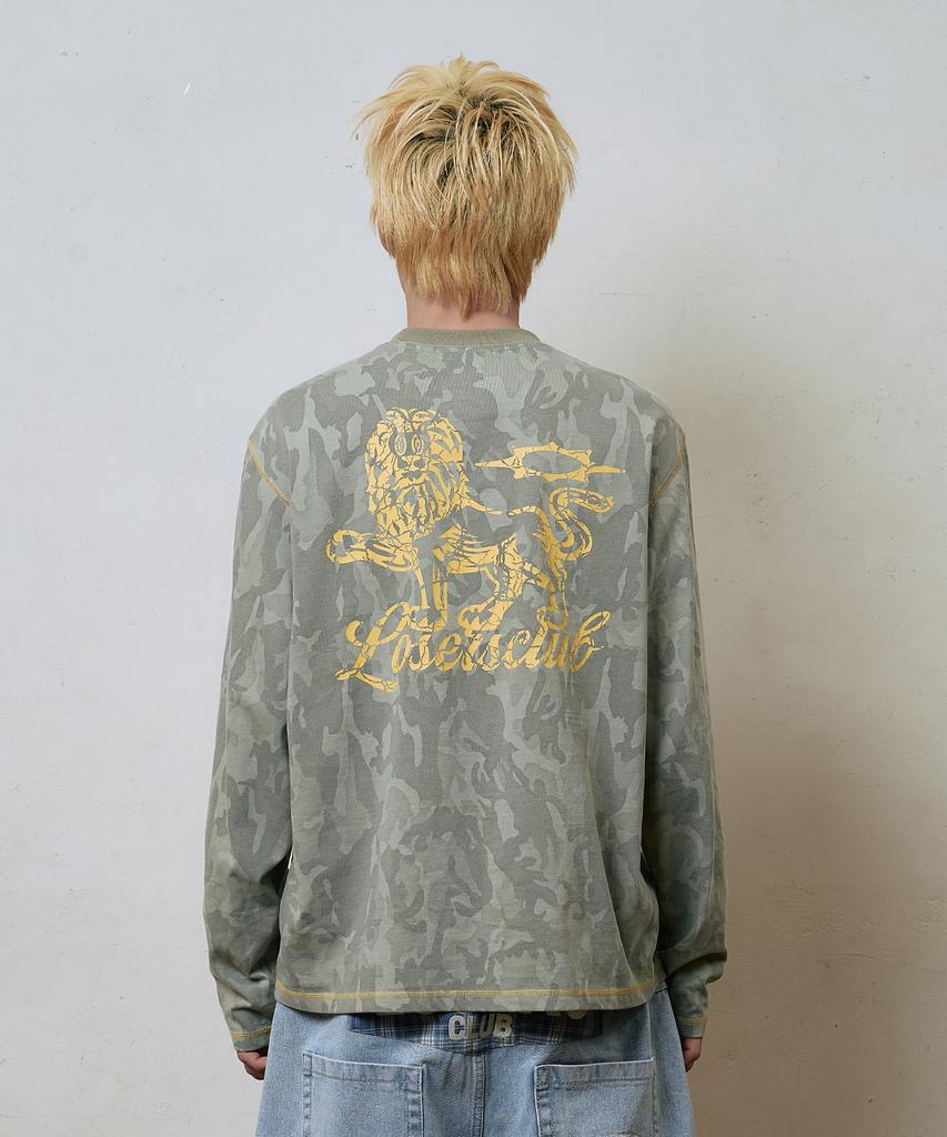 Lujeoseukeulleob Crack Logo Long Sleeve T-Shirt Camo