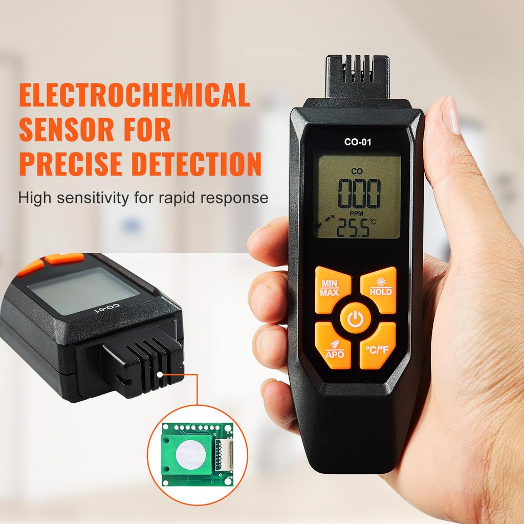 SucceBuy Carbon Monoxide Detectors with Audible & Visual Alarm CO Gas Meter Tester with Temperature Sensor for Home Industrial