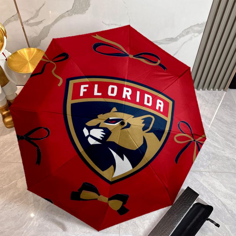 Florida Panthers Fashionable Automatic Opening/Closing Folding Umbrella. Portable and Foldable, Ideal for Gift, Travel, and Daily Use