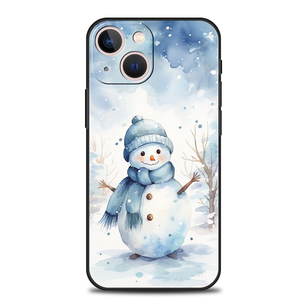 Christmas Graphic Printed Luxury Phone Case For iPhone 13 15 14 12 Mini 11 Pro MAX XR X SE XS 7 8 Plus Silicone Black Cover