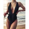 New Solid Color V-neck Bandage One-piece Sexy Backless One-piece Bikini Swimsuit