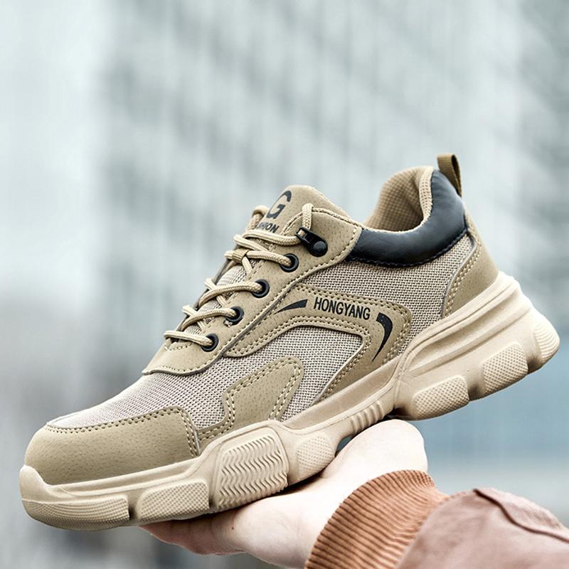 Oulylan  Men's Safety Shoes Anti-Smash Anti-Puncture Summer Breathable Work Shoes Lightweight Anti-Slip Construction Shoes