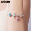 WOSTU Dessert Series 925 Sterling Silver Donut Pendant Croissant Charm Pudding Sweet Candy Bead For Bracelet Girl Jewelry Making