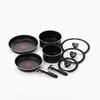 [Online Exclusive] T-fal 9-Piece Removable Handle Pot and Frying Pan Set, Gas Stove Only, Includes Two Dedicated Handles, Free of PFOA and Other Harmf
