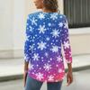 Women's T Shirt Christmas Print Button 3/4 Sleeve Daily Weekend Fashion Basic V- Neck Regular Top