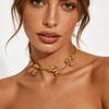 Boho Floral Choker Necklace Women Zinc Alloy Locket Chain Gold Minimalist Fashion Jewelry