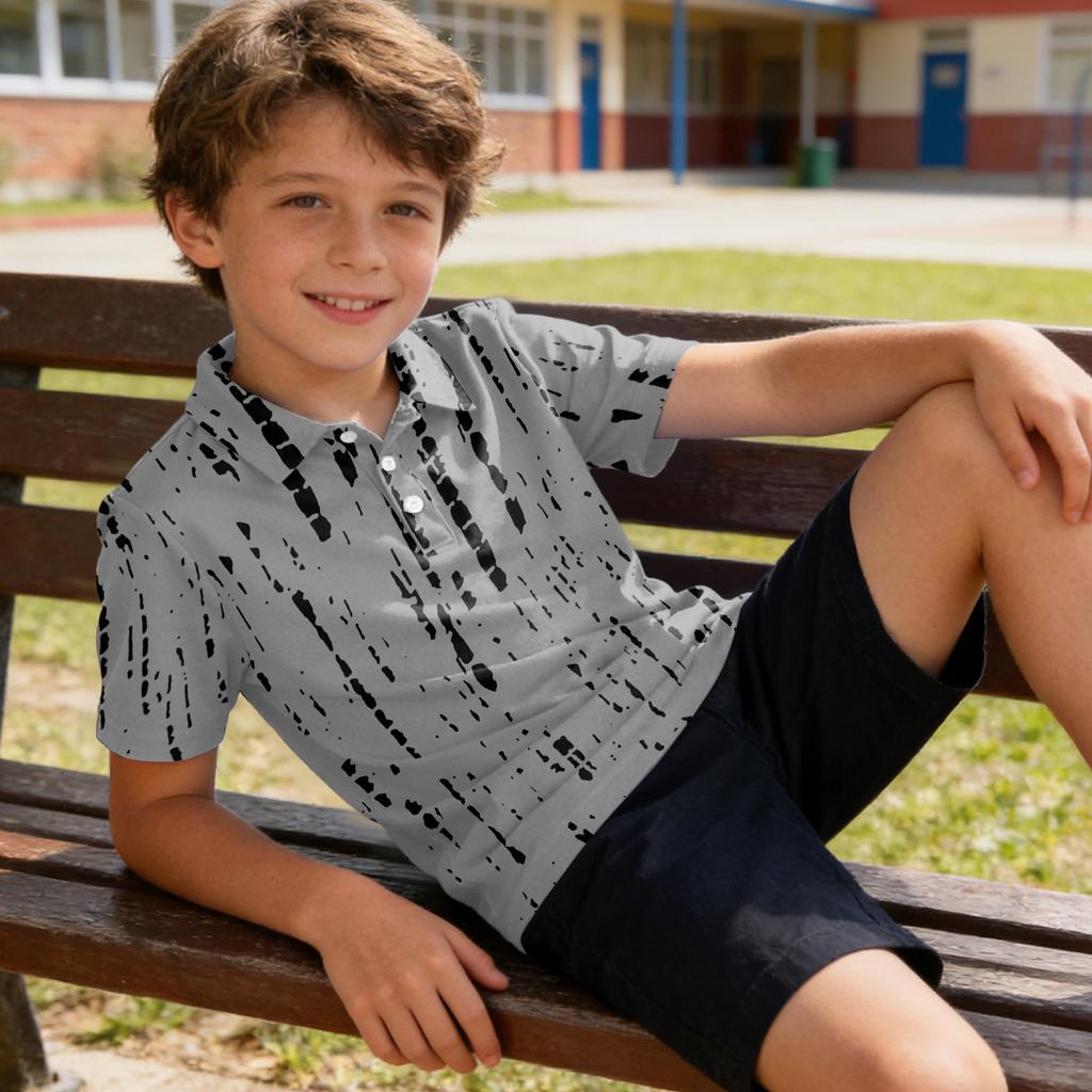 Kids Polo Shirt Quick Dry Short Sleeve Collared T-Shirt Breathable Lightweight Fabric Casual School Wear