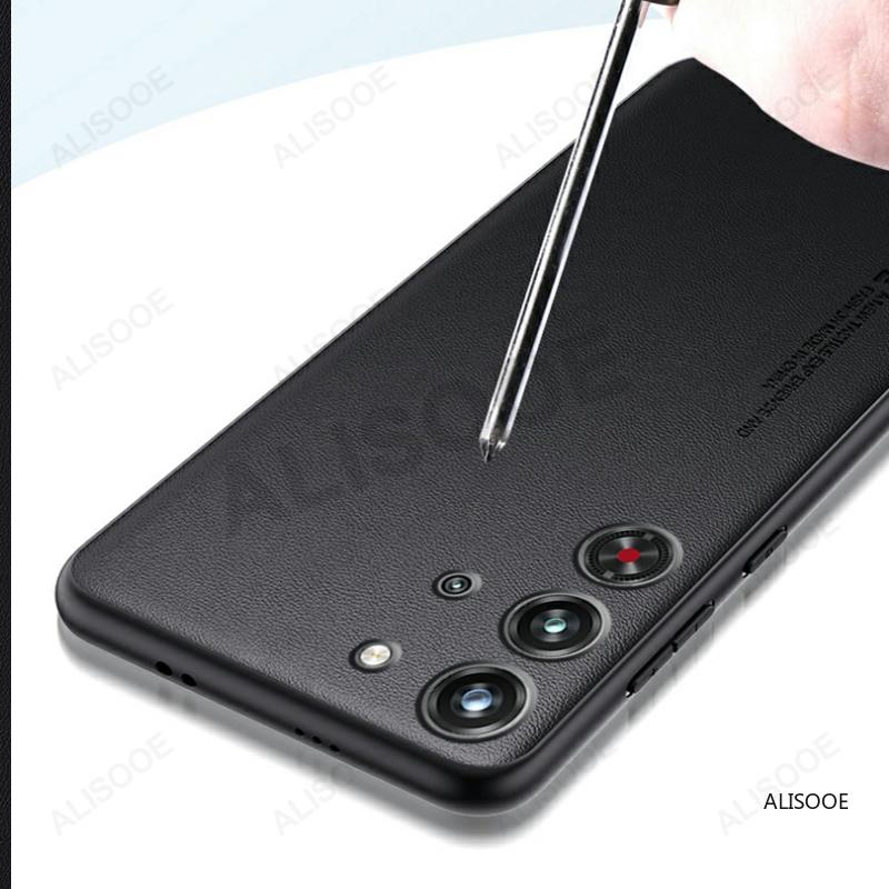 Hülle für Nubia Red Magic 10 Pro Plus Hülle Luxus Fasertextur PU-Leder Schutz Rückseite Abdeckung Capa für RedMagic 10 Pro+ Hüllen