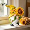 Figurines Décoratives de Table, Statue Gnome Tournesol Ornements, Figurines Visage Manquant en Résine, Figures Style Paysager de Jardin Fantaisiste Pastoral
