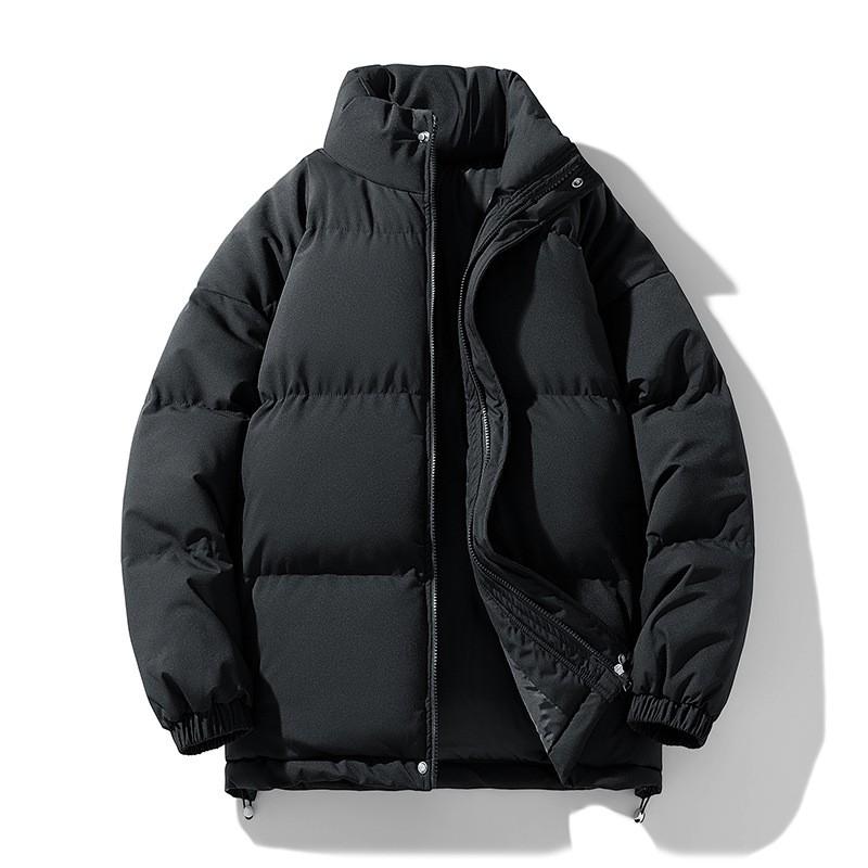 Unisex Oversized Daunenjacke Winter Warm Baumwollmantel Stehkragen Lockerer Schnitt Einfarbig Herren Damen M-8XL