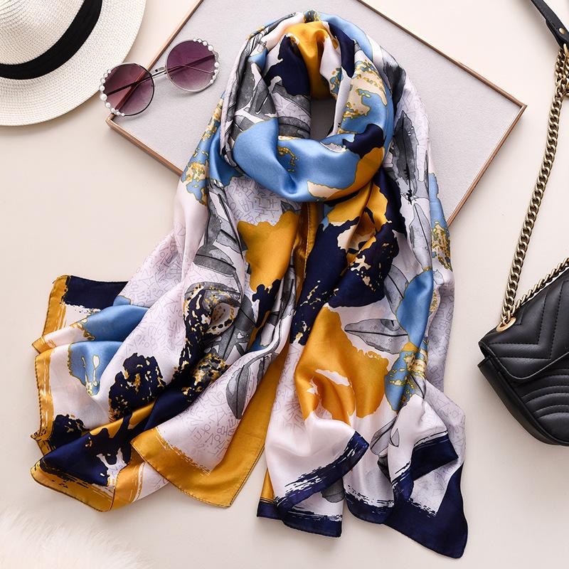 180*90cm Luxury Brand Spring Summer Autumn Women Clothing New Fashion Color matching printed silk scarf lady popular turba