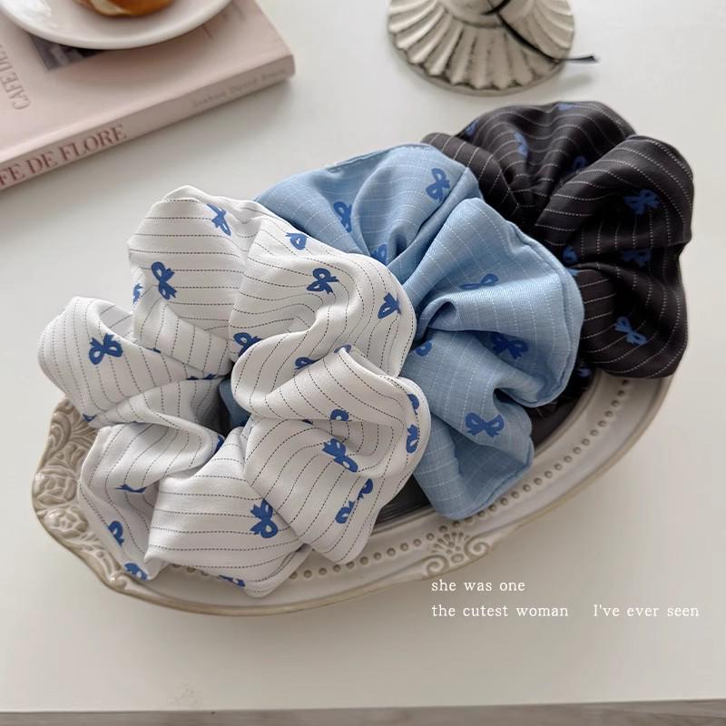 Women's High Elasticity Striped Bow Scrunchie - Durable and Versatile Hair Accessory.