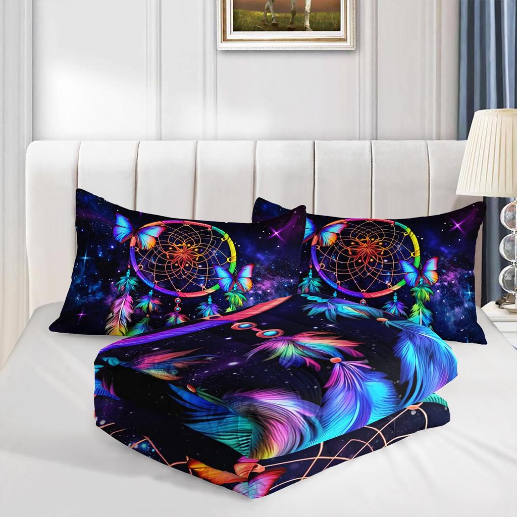 3PC Galaxy Dreamcatcher Bedding Set Bohemian Duvet Cover with 2 Pillowcases for Dreamy Bedroom Or Guest Room Decor