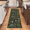 Black Green Runner Rug for Hallway 2x6,Botanical Print Runner Rug for Entryway,Plant Leaf Printed Area Rugs Non-Slip Throw Floor Carpet for Bedroom