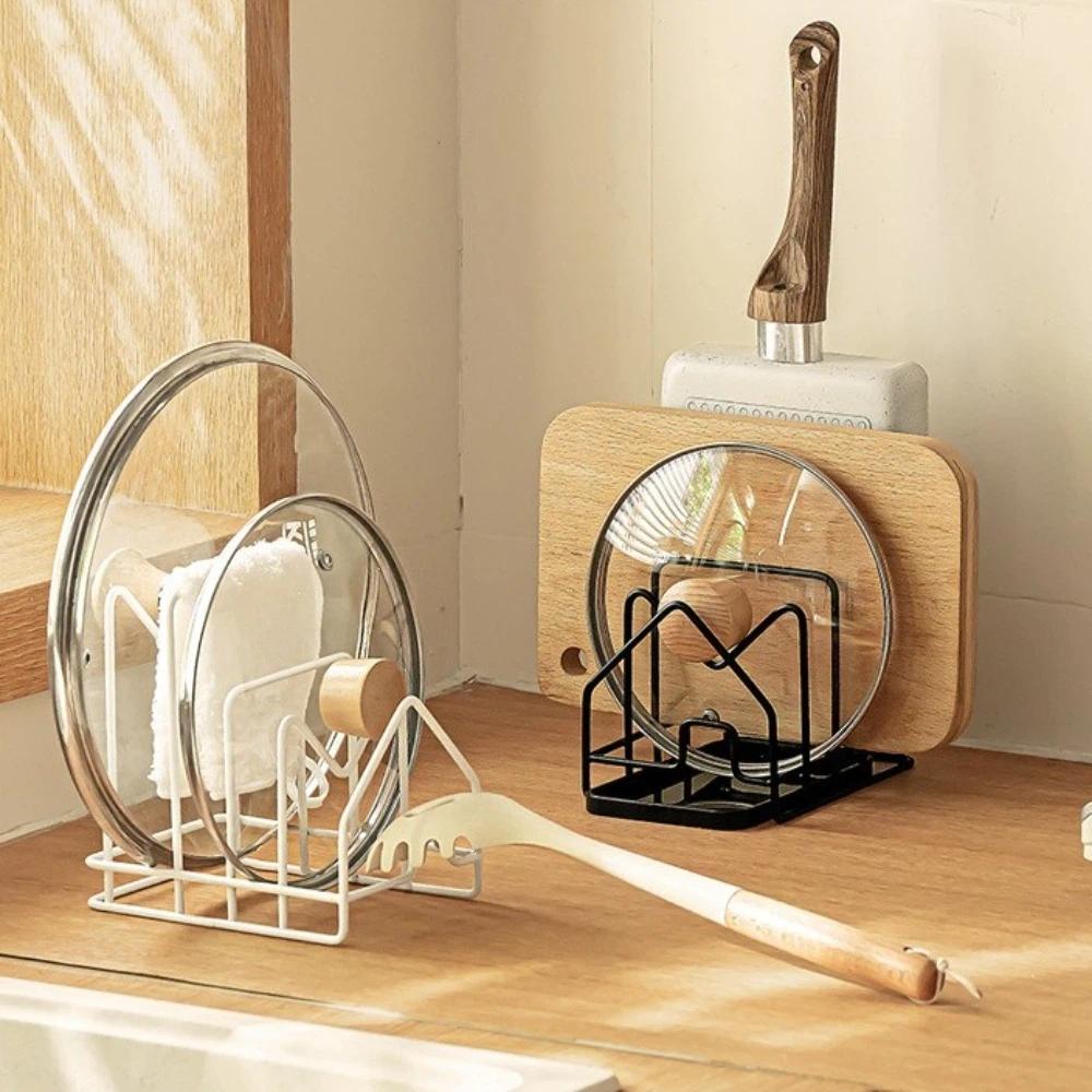 Multi Layer Kitchen Storage Rack Hollow Design Cutting Board Holder New Pan Lid Organizer Kitchen