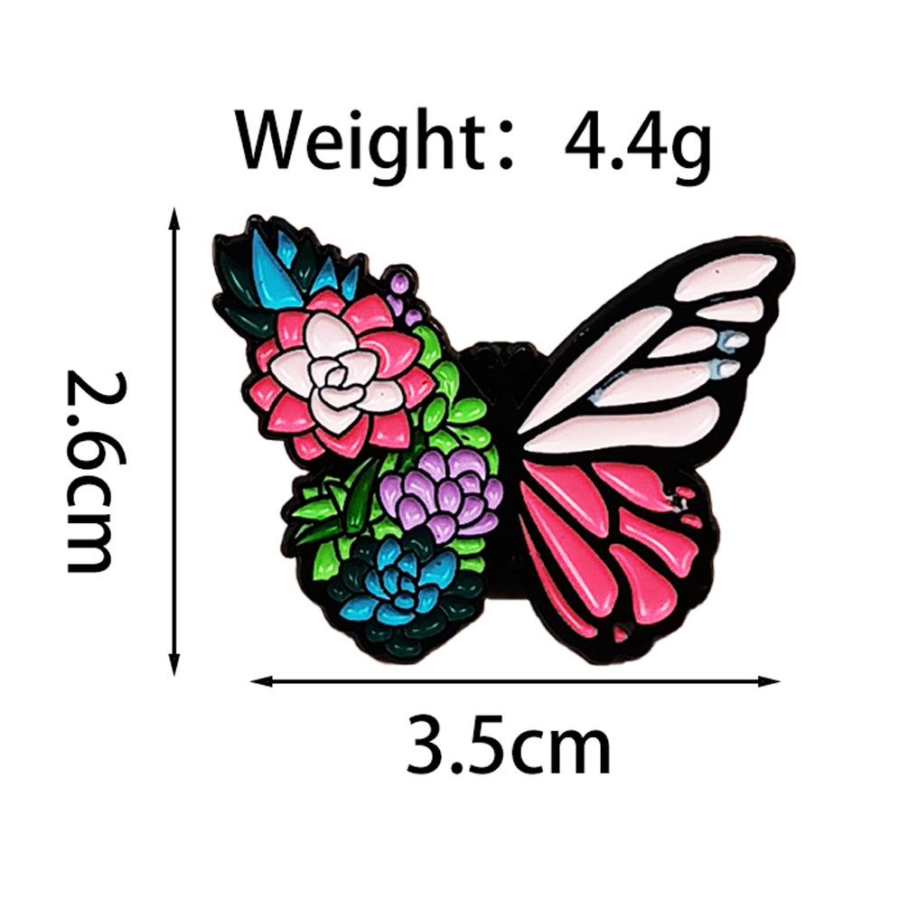 Butterfly & Hedgehog Cartoon Brooch with Fresh Flower Design - Metal Badge for Clothing & Backpacks