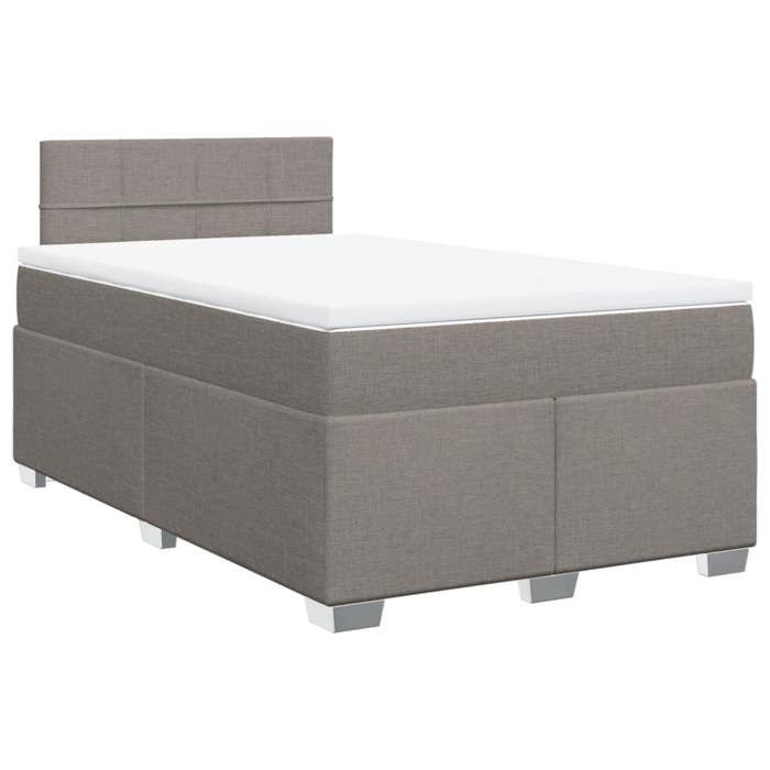 VidaXL Bed Slat Base with Mattress Taupe 120x200 Cm Fabric, Bed, Platform Bed, Panel Bed, Furniture of 3285859