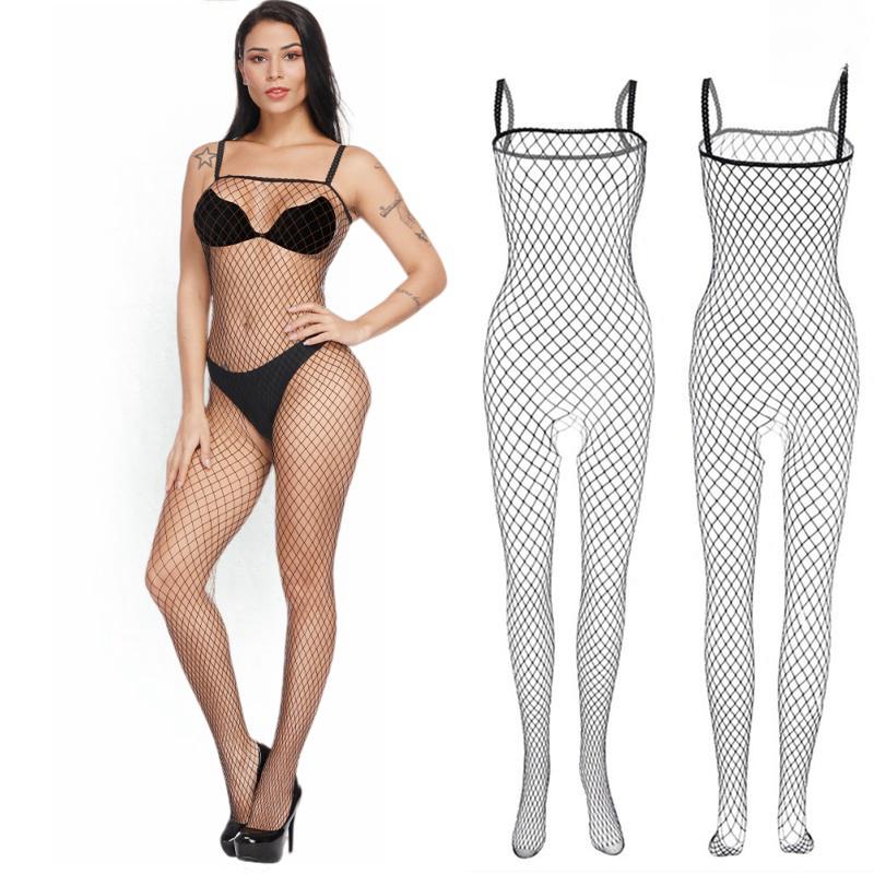 Women Open Crotchless Fishnet Body Stockings Sexy See Through Black Lace Bodysuits Sex Costume Erotic Outfits Lingerie Plus Size
