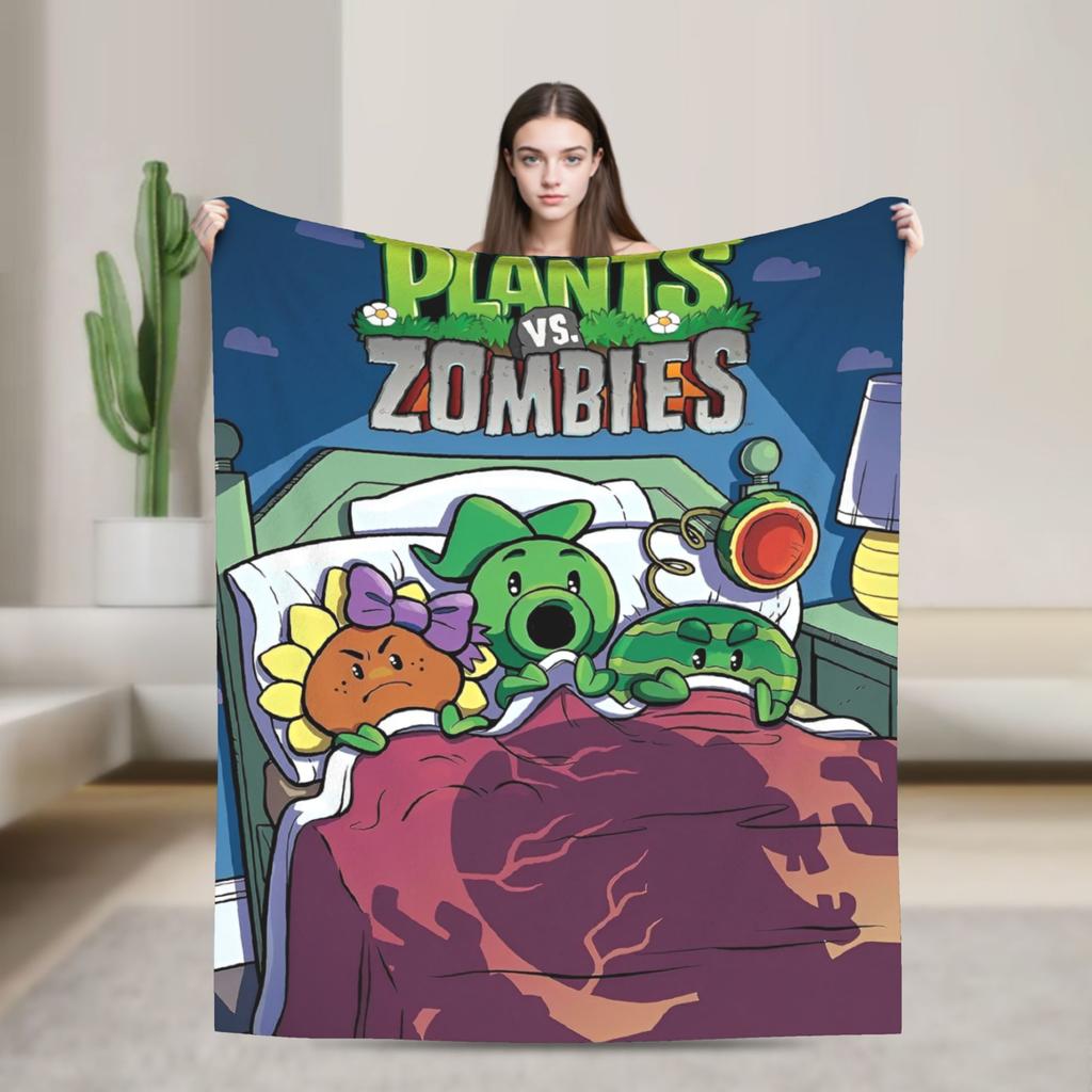 Gioco P-Plants-vs-Zombie Coperte Morbide Calde Coperta Plaid Peluche da Picnic Morbida Coperta Plaid da Divano Letto Copridivano Letto