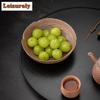 Handmade Coarse Pottery Tripodia Pot Bearing Holder Retro Dry Brew Table Tea Tray Fruit Snack Plate Teaware Supplies Decoration