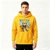 Men Anime Print Pullover Hoodie, Casual Yellow Hair Character Lightning Pattern Long Sleeve Hooded Sweatshirt